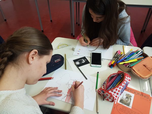 Mit der Spitze des Zeichenstiftes...