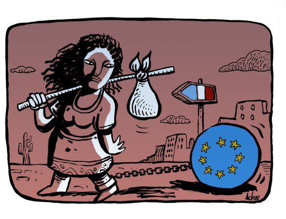 Mit der Spitze des Zeichenstiftes...